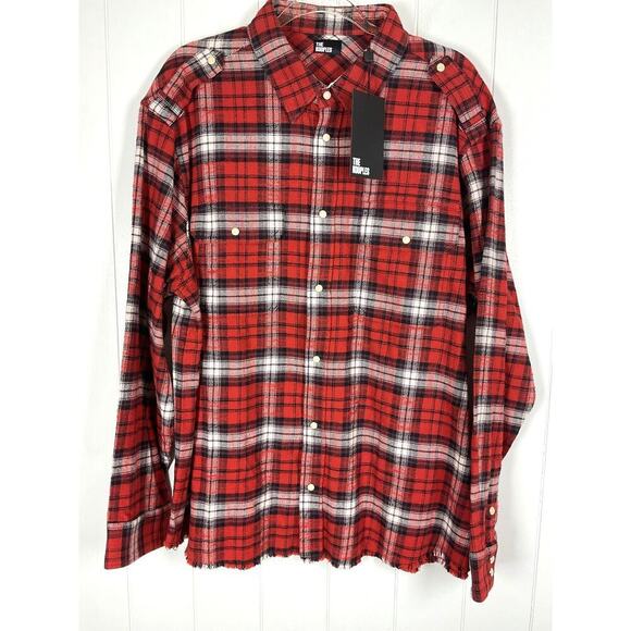 The Kooples Men's Red Checked Classic Wide Fit Over Shirt NWT Size XL - Picture 1 of 10